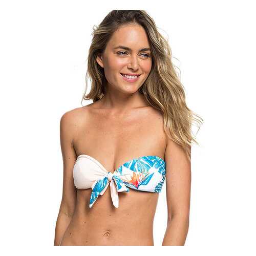 Верх купальника Roxy Summer Delight ERJX303926, bright white midnight paradise, XS в Декатлон
