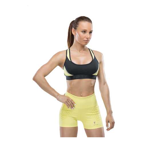 FIFTY Женский бра-топ Shape UP FA-WB-0102-BYL, черный/желтый - M в Декатлон