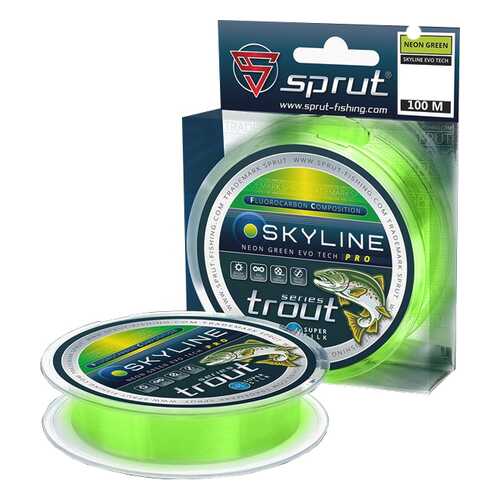 Леска монофильная Sprut Skyline Evo Tech Pro Neon Green 100 м, 0,185 мм, 5,65 кг в Декатлон