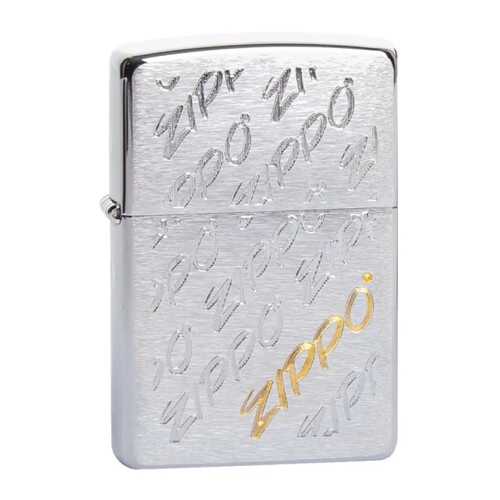 Зажигалка Zippo Repeating Logo Brushed Chrome в Декатлон